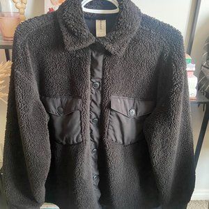 Ultra Soft Unisex Spring/FallShag Button Black Sweater Oversized Small Abound